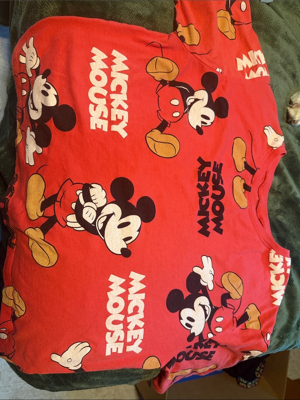 Disney Red Mickey Mouse Allover Print Short Sleeve cropped Tee